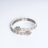 Ruya of Elmas bracelet seen at an angle, showing the baguette-cut cubic zirconia row