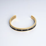 Sultana Cuff Black & Gold open cuff bracelet in 316L steel, viewed from above