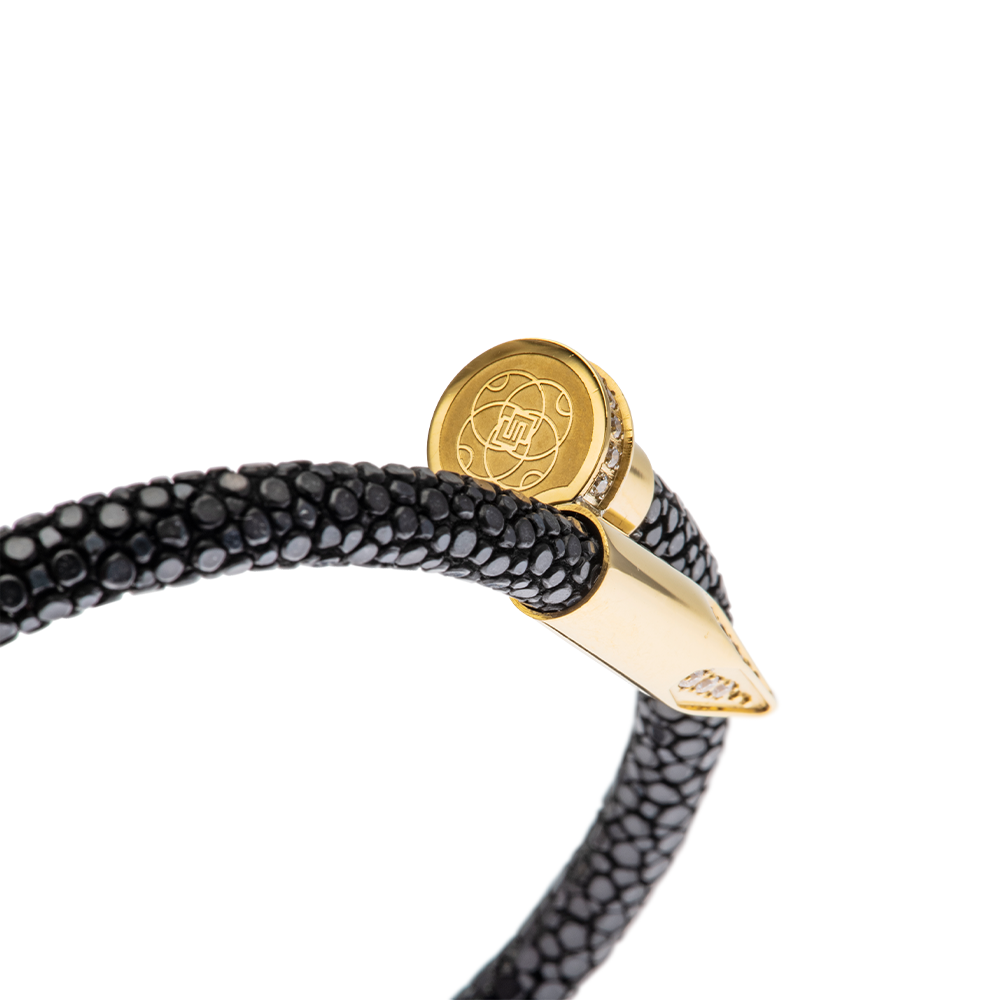 EZELE WRAP SOUDAGE BLACK & GOLD BRACELET